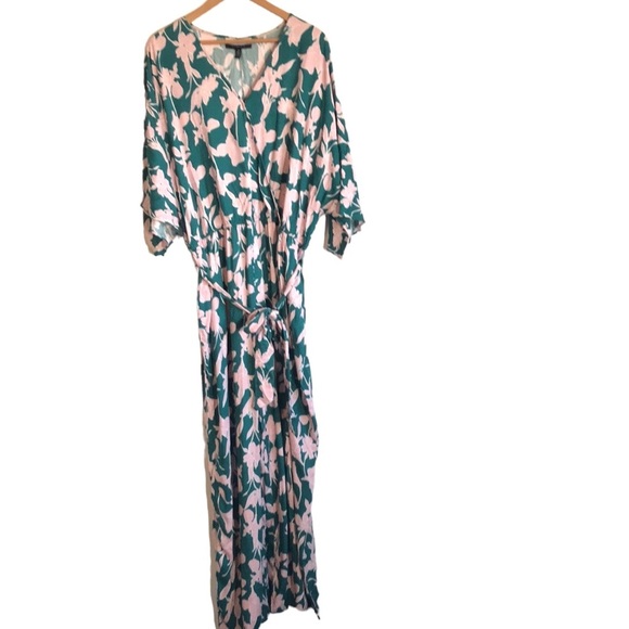 Nwt Eloquii Elements kimono sleeve Jumpsuit green pink floral multiple sizes - Picture 3 of 12